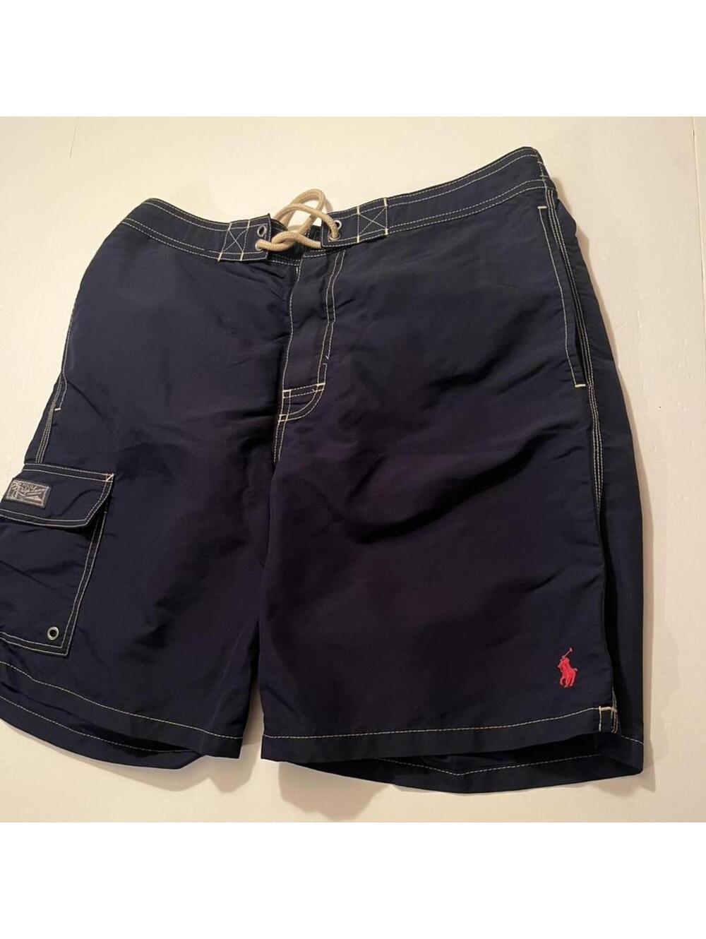 Polo Ralph Lauren Swim Trunks Navy Blue Pony Logo Mens Medium Beach